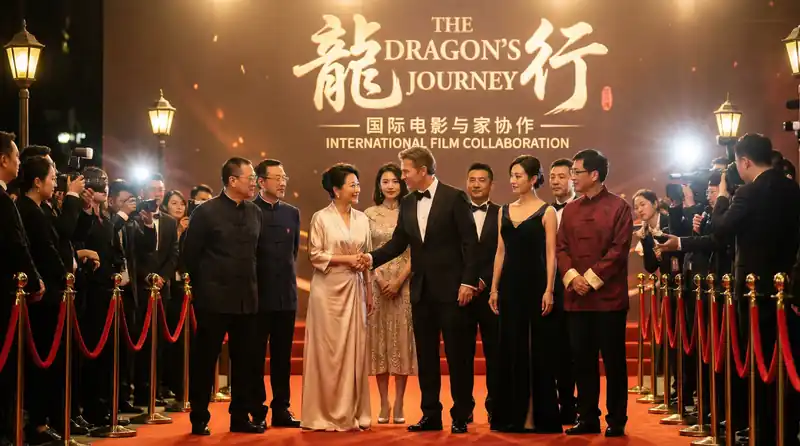 九一视频国际电影首映红毯活动，中外影星盛装出席合影留念